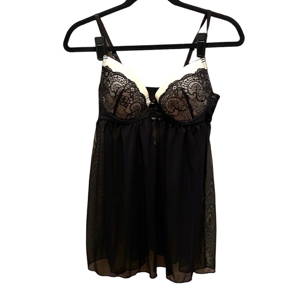 Jessica Simpson Black and Ivory underwire Babydoll Size Medium - Picture 1 of 10